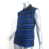 Miss Wu by Jason Wu Collared Blouse Blue Striped Silk Size 0 Sleeveless Top