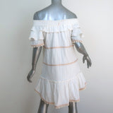 MISA Off-Shoulder Mini Dress Laleh Cream/Gold Metallic Stripe Size Extra Small