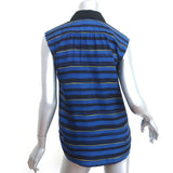 Miss Wu by Jason Wu Collared Blouse Blue Striped Silk Size 0 Sleeveless Top