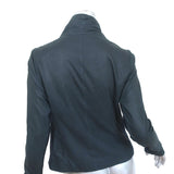 Vince Cowl Neck Leather Biker Jacket Navy Size Medium