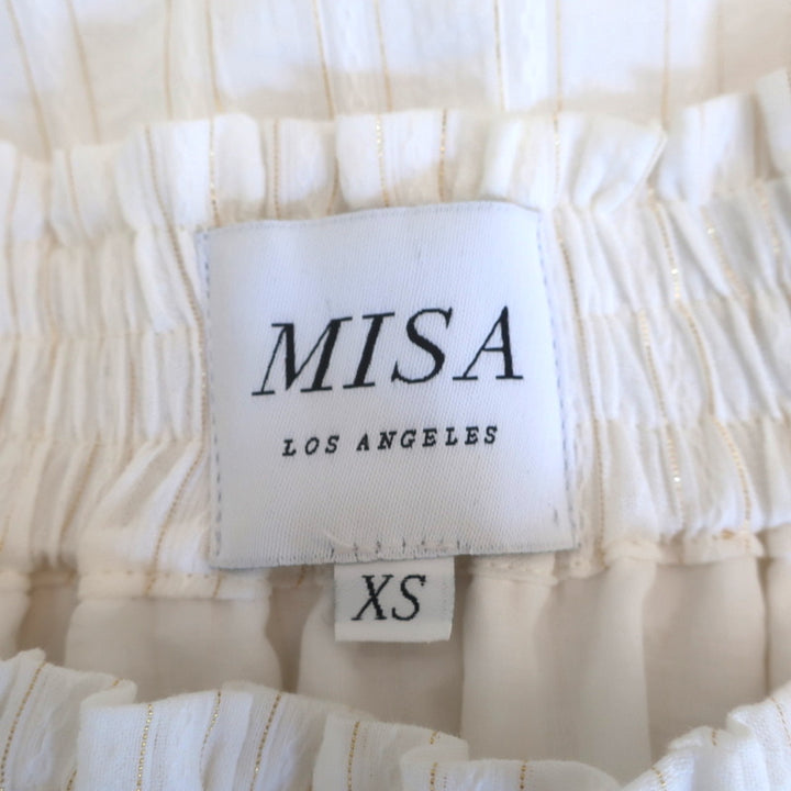 MISA Off-Shoulder Mini Dress Laleh Cream/Gold Metallic Stripe Size Extra Small