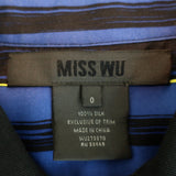 Miss Wu by Jason Wu Collared Blouse Blue Striped Silk Size 0 Sleeveless Top