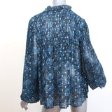 SEA Long Sleeve Top Positano Blue Lurex Printed Georgette Size Extra Small NEW