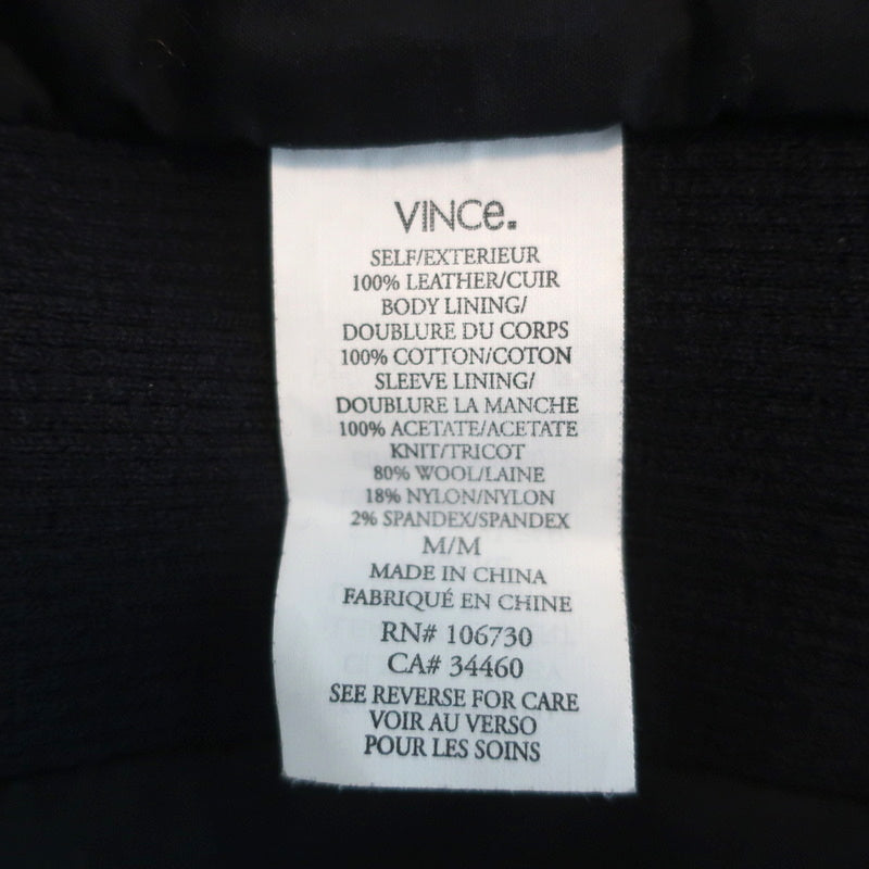 Vince Cowl Neck Leather Biker Jacket Navy Size Medium