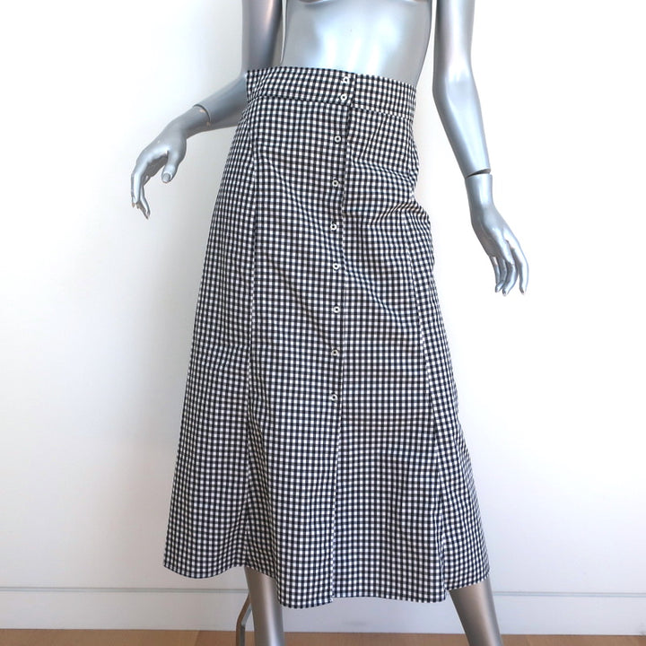 A.L.C Gingham Midi Skirt Abigail Black &amp; White Cotton Size 6