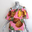 Dolce & Gabbana Cold Shoulder Ruffle Top Pink Pineapple Print Size 42 NEW