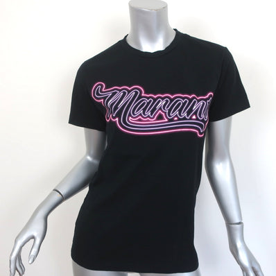 Isabel Marant Zaof Logo Tee Black Cotton Size Extra Small Short Sleeve Top