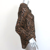 L'Agence Nina Blouse Brown Leopard Velvet Burnout Size Extra Small Long Sleeve
