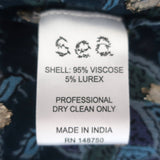 SEA Long Sleeve Top Positano Blue Lurex Printed Georgette Size Extra Small NEW