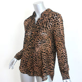 L'Agence Nina Blouse Brown Leopard Velvet Burnout Size Extra Small Long Sleeve