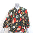 Warm Blouse Black Floral Print Cotton Size 2 V-Neck 3/4 Sleeve Top NEW