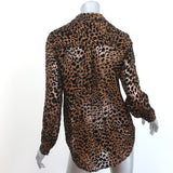 L'Agence Nina Blouse Brown Leopard Velvet Burnout Size Extra Small Long Sleeve