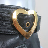Vintage Moschino 1990s Heart Buckle Leather Skirt Black Size 44