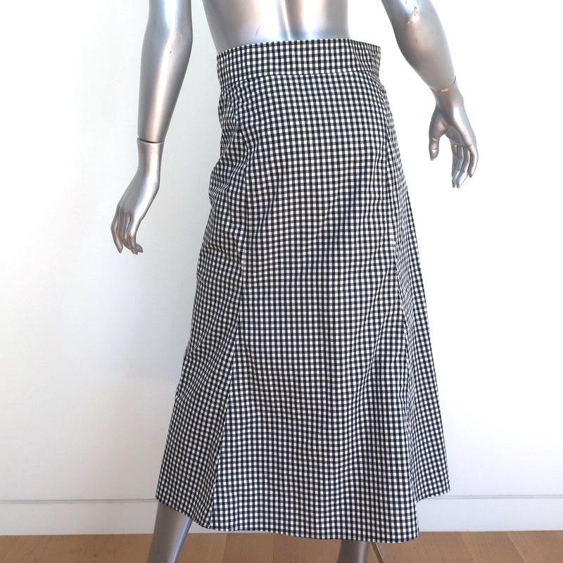 A.L.C Gingham Midi Skirt Abigail Black &amp; White Cotton Size 6