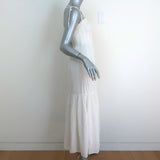 Joie Midi Dress Jailene White/Gold Metallic-Striped Cotton Size Extra Small