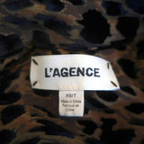 L'Agence Nina Blouse Brown Leopard Velvet Burnout Size Extra Small Long Sleeve