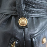 Vintage Moschino 1990s Heart Buckle Leather Skirt Black Size 44