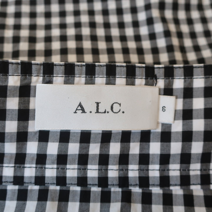 A.L.C Gingham Midi Skirt Abigail Black &amp; White Cotton Size 6