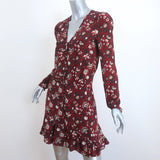Veronica Beard Riggins Flounce Mini Dress Bordeaux Floral Print Silk Size 4