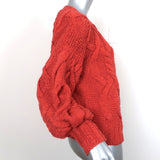 Ulla Johnson Pilar Cable Knit Sweater Poppy Cotton Size Medium Crewneck Pullover