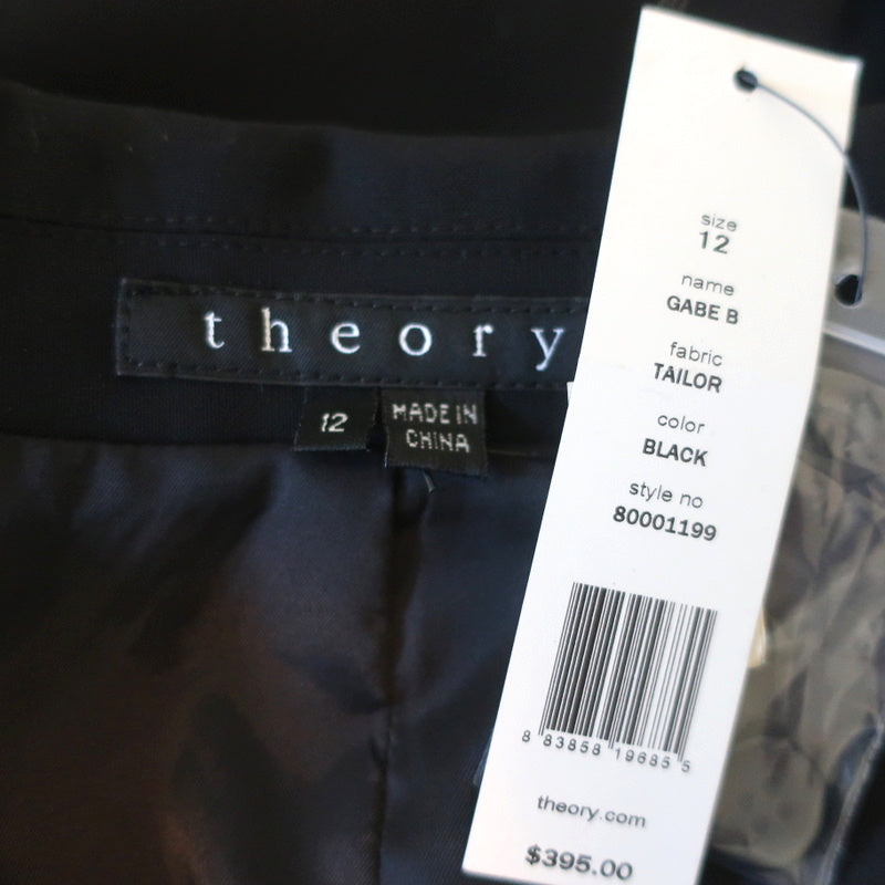 Theory Gabe Blazer Black Stretch Wool Size 6 One Button Jacket NEW