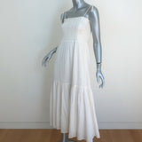 Joie Midi Dress Jailene White/Gold Metallic-Striped Cotton Size Extra Small