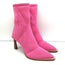 Fendi FFrame Jacquard Mesh Knit Ankle Boots Pink Size 36 Pointed Toe Heel