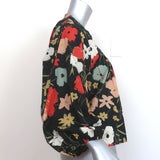 Warm Blouse Black Floral Print Cotton Size 2 V-Neck 3/4 Sleeve Top NEW