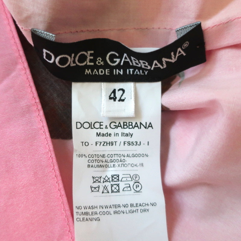 Dolce &amp; Gabbana Cold Shoulder Ruffle Top Pink Pineapple Print Size 42 NEW