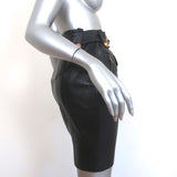 Vintage Moschino 1990s Heart Buckle Leather Skirt Black Size 44
