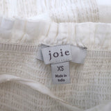 Joie Midi Dress Jailene White/Gold Metallic-Striped Cotton Size Extra Small