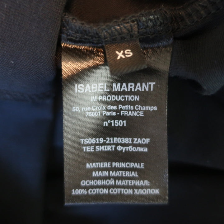 Isabel Marant Zaof Logo Tee Black Cotton Size Extra Small Short Sleeve Top