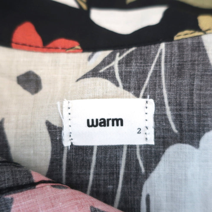 Warm Blouse Black Floral Print Cotton Size 2 V-Neck 3/4 Sleeve Top NEW