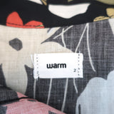 Warm Blouse Black Floral Print Cotton Size 2 V-Neck 3/4 Sleeve Top NEW