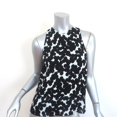 A.L.C. Double Layer Tank Top Findley Black/Blue Leopard Print Silk Crepe Size 6