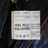 Vintage Moschino 1990s Heart Buckle Leather Skirt Black Size 44