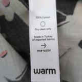 Warm Blouse Black Floral Print Cotton Size 2 V-Neck 3/4 Sleeve Top NEW