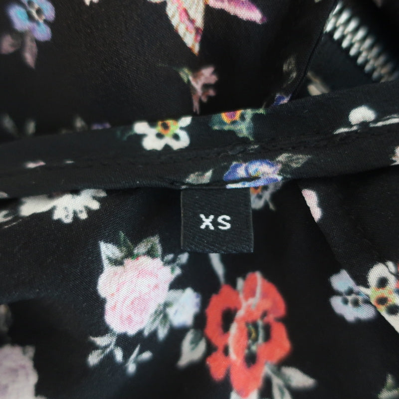 The Kooples Half-Zip Tank Top Black Floral Print Silk Size Extra Small
