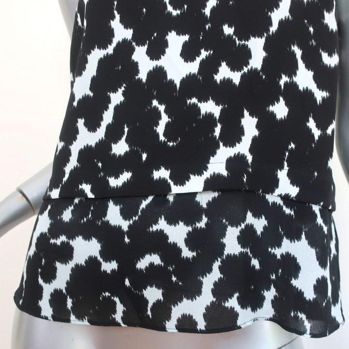 A.L.C. Double Layer Tank Top Findley Black/Blue Leopard Print Silk Crepe Size 6