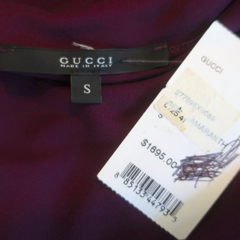 Gucci Twist-Front Dress with Horsebit Belt Amaranth Jersey Size Small NEW