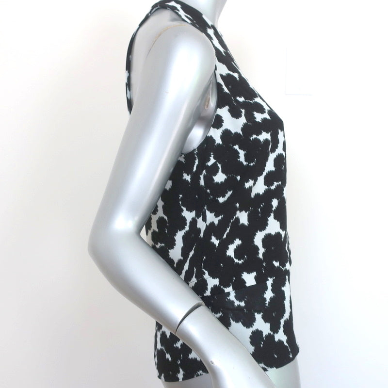 A.L.C. Double Layer Tank Top Findley Black/Blue Leopard Print Silk Crepe Size 6