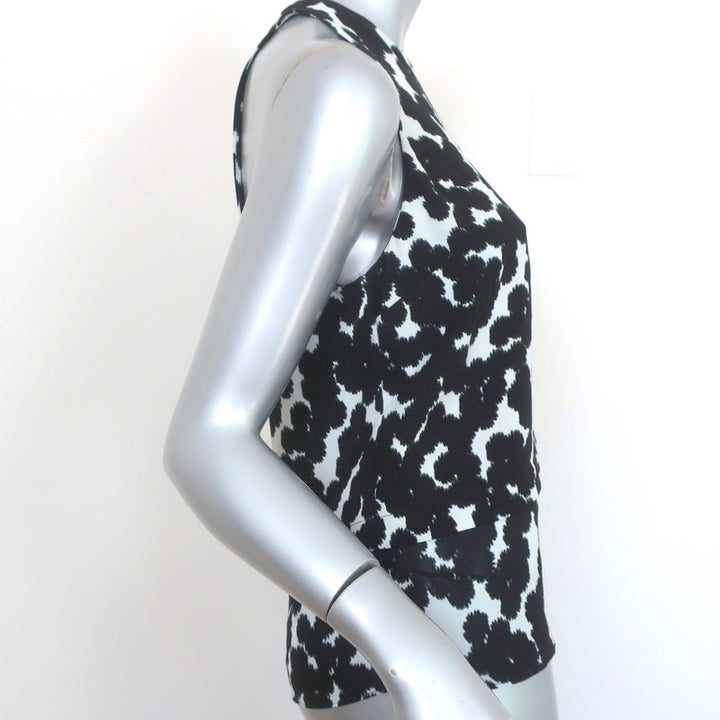 A.L.C. Double Layer Tank Top Findley Black/Blue Leopard Print Silk Crepe Size 6