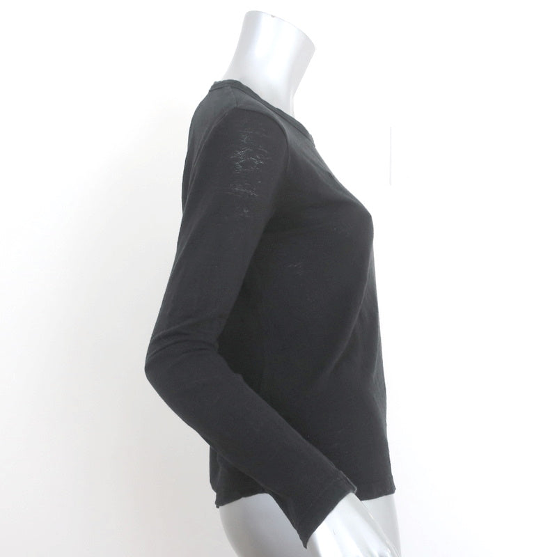 A.L.C. Open-Back Top Black Linen Jersey Size Small Long Sleeve Tee
