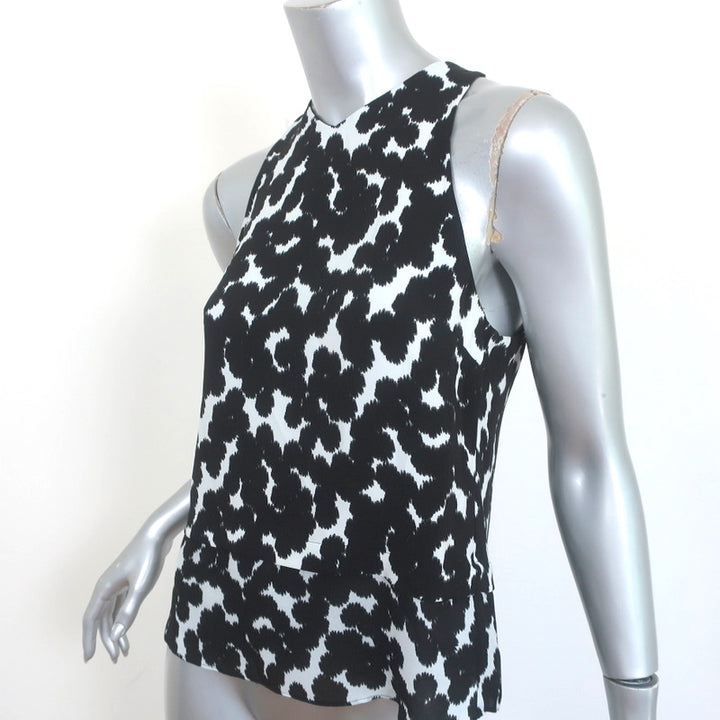 A.L.C. Double Layer Tank Top Findley Black/Blue Leopard Print Silk Crepe Size 6