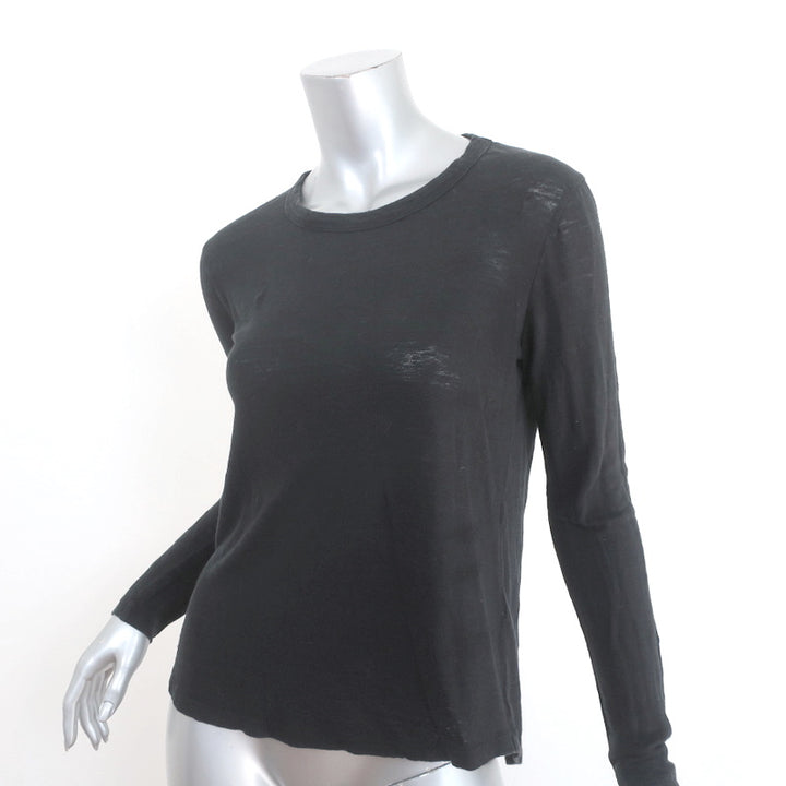 A.L.C. Open-Back Top Black Linen Jersey Size Small Long Sleeve Tee