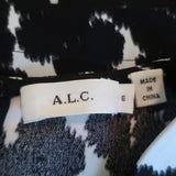 A.L.C. Double Layer Tank Top Findley Black/Blue Leopard Print Silk Crepe Size 6