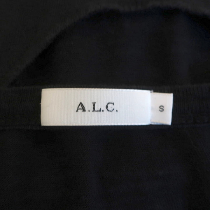 A.L.C. Open-Back Top Black Linen Jersey Size Small Long Sleeve Tee