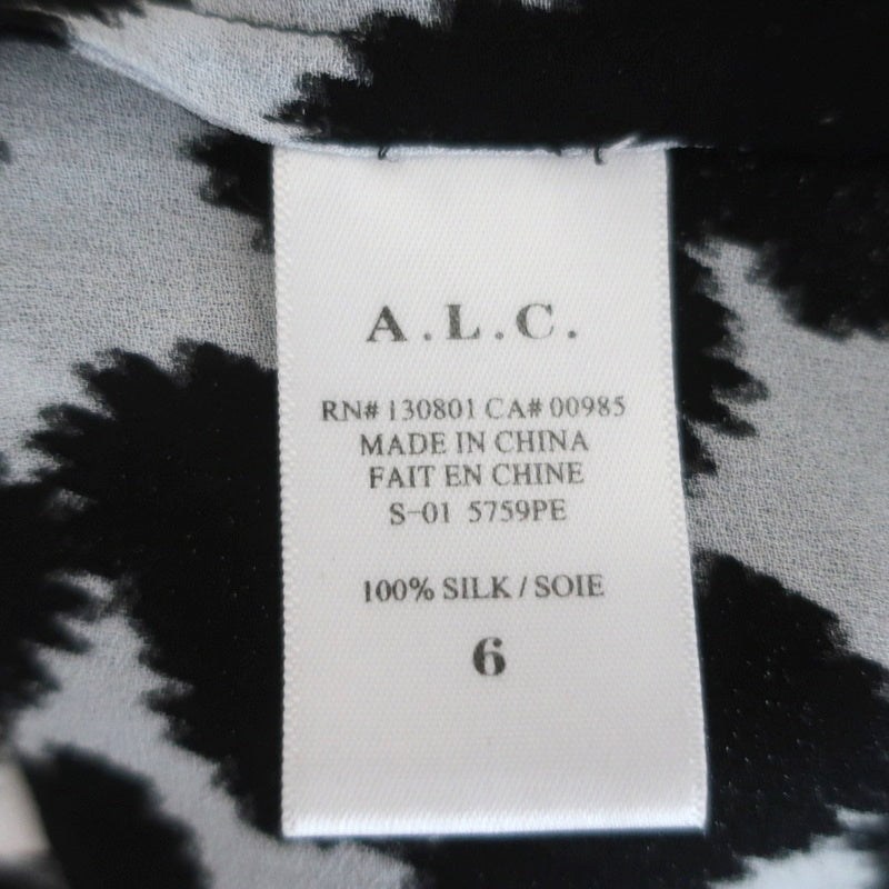 A.L.C. Double Layer Tank Top Findley Black/Blue Leopard Print Silk Crepe Size 6