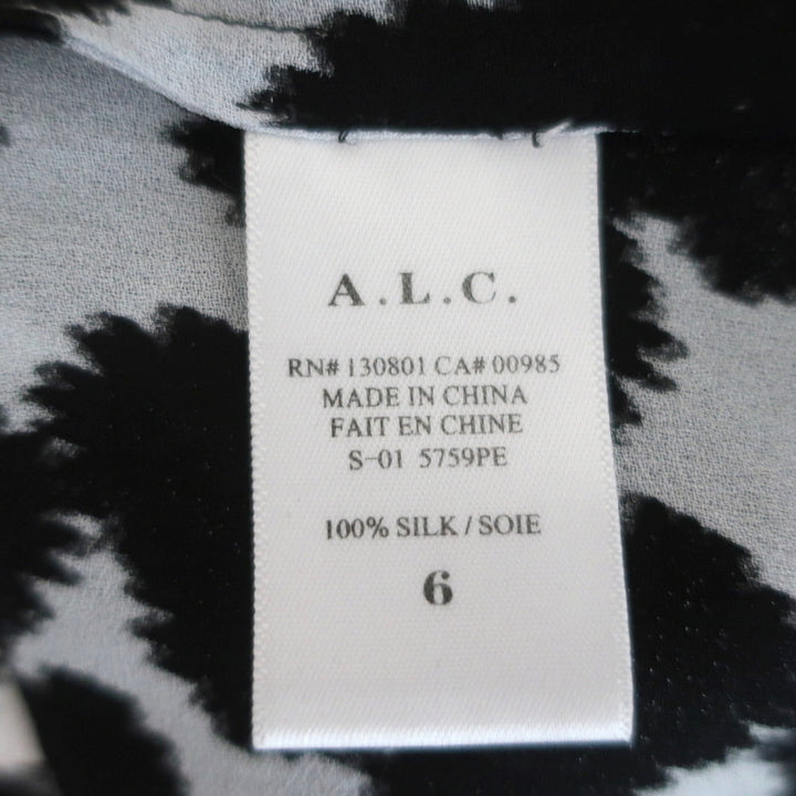 A.L.C. Double Layer Tank Top Findley Black/Blue Leopard Print Silk Crepe Size 6