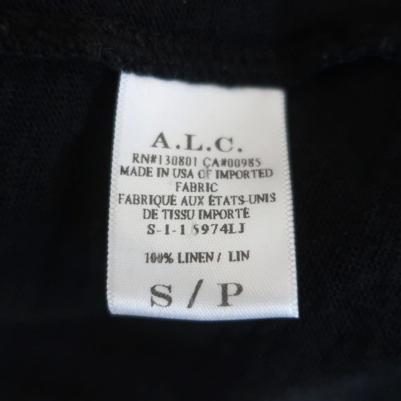 A.L.C. Open-Back Top Black Linen Jersey Size Small Long Sleeve Tee